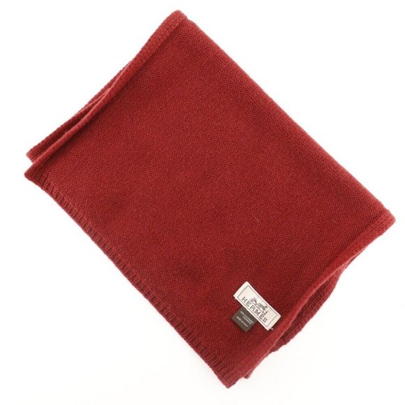 HERMES Scarf Red cashmere unisex - Picture 3 of 4